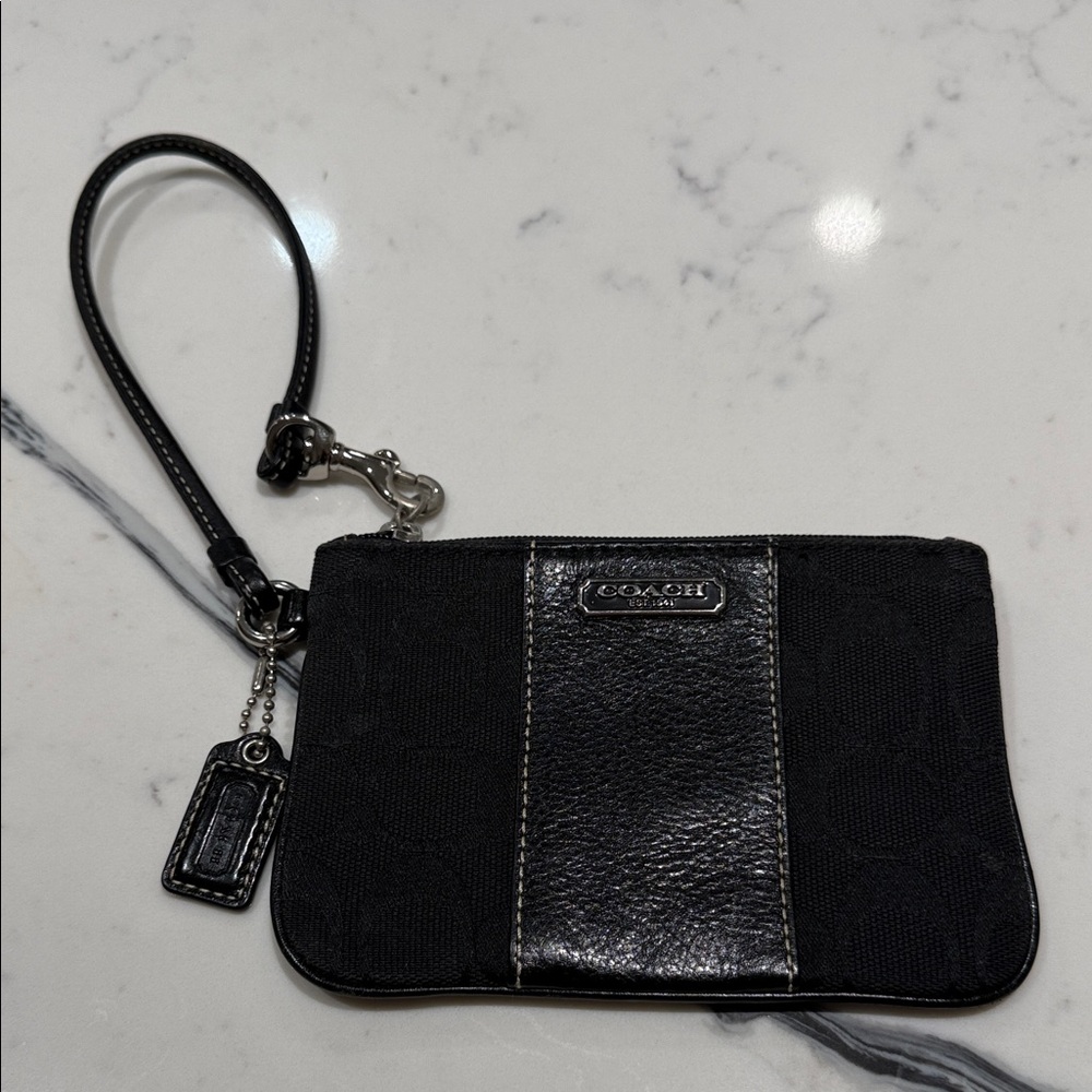 Coach Black Wristlet with Silver Hardware